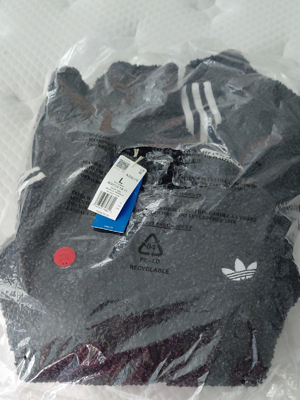 adidas Black Hoodie with White Trefoil and Sleeve Stripes